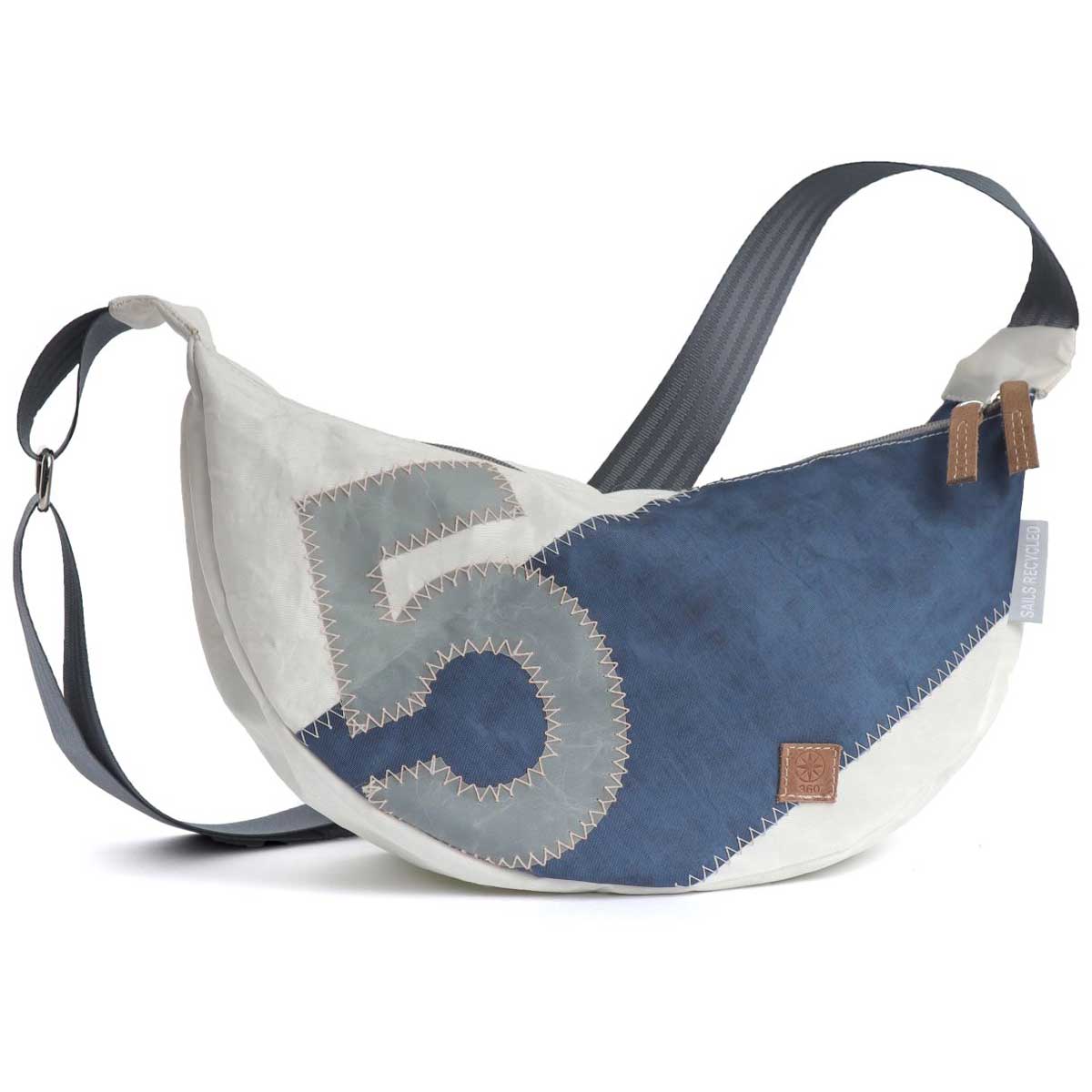 Handtasche Roop Moonbag Segeltuch weiß-blau