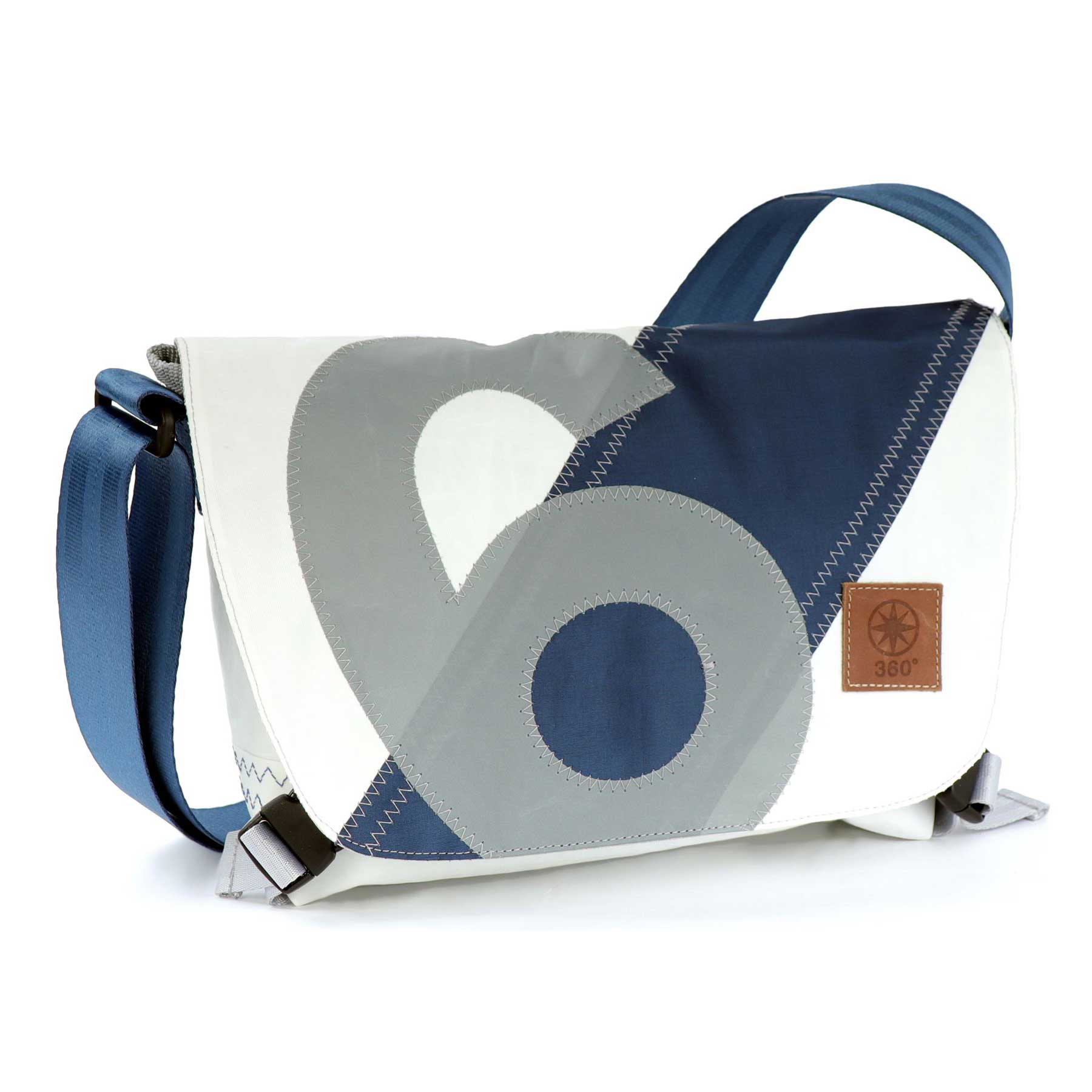 Handtasche Törn Segeltuch weiß-blau Zahl hellgrau