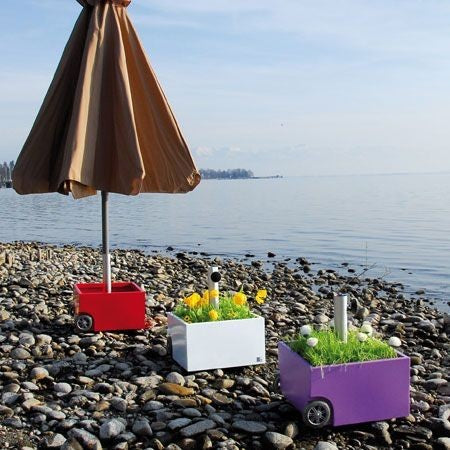 Sonnenschirmständer weiß rollbar & bepflanzbar | Flowerpower