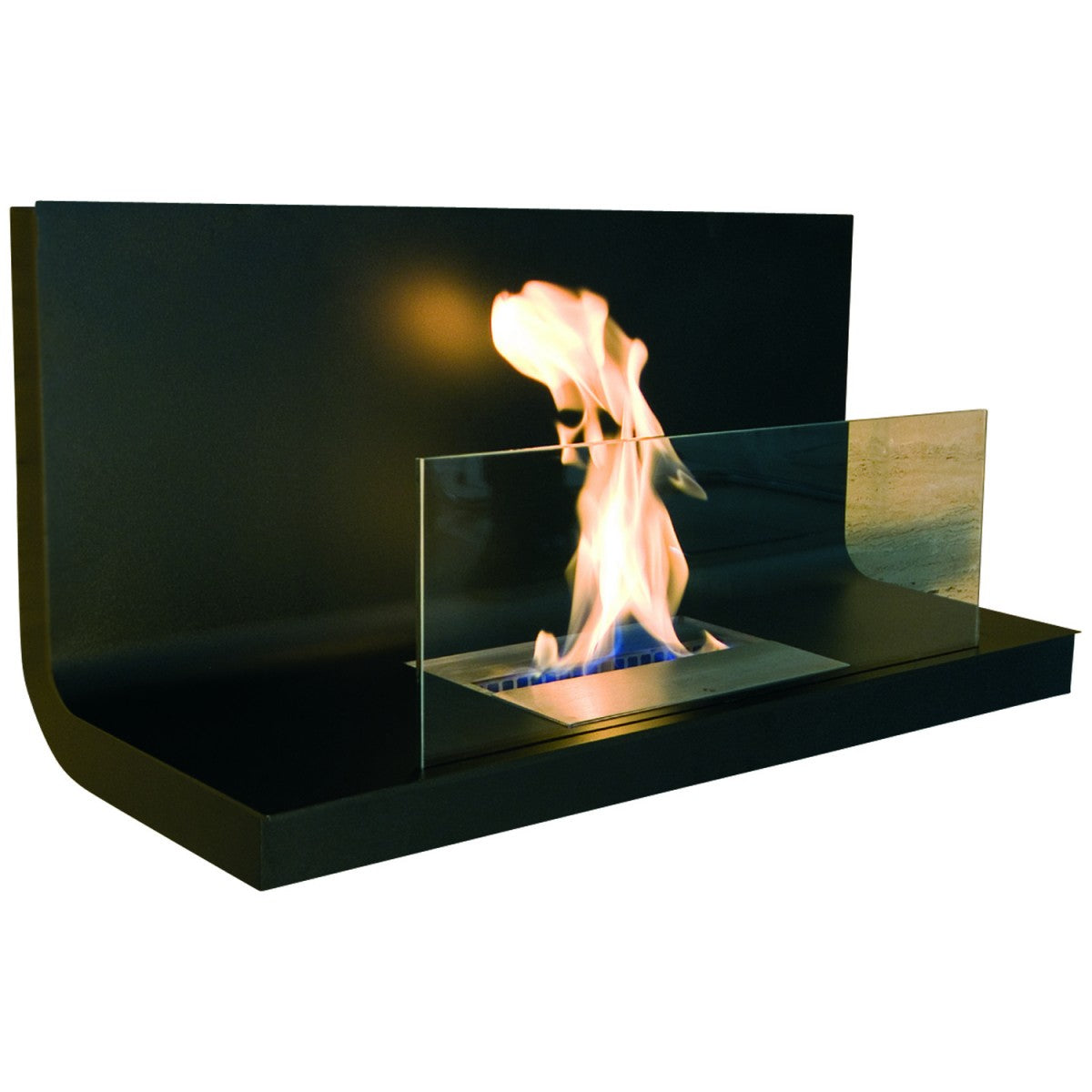 Wall Flame I schwarz Ethanolkamin mit Sicherheitsglas - 536 c