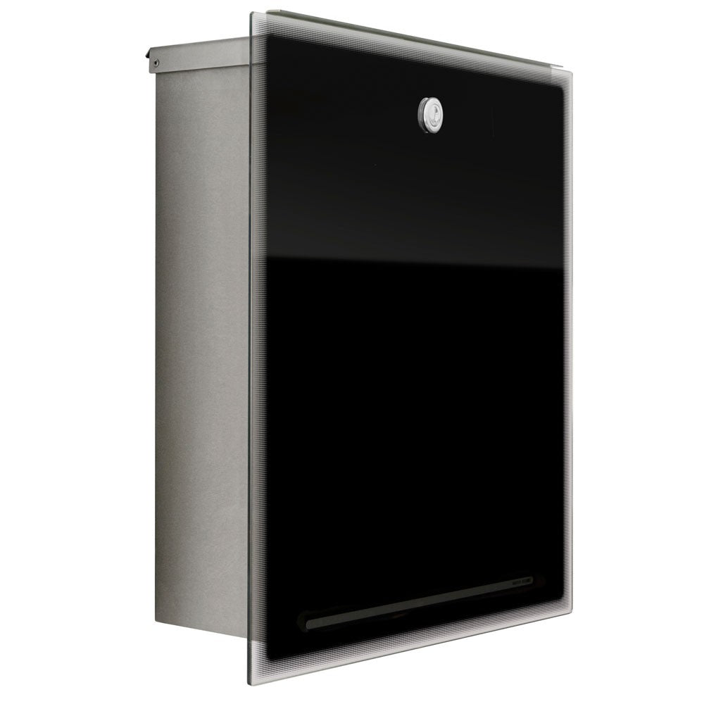 Letterman 3 Edelstahl Glas schwarz Briefkasten - 559 b