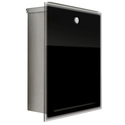 Letterman 3 Edelstahl Glas schwarz Briefkasten - 559 b