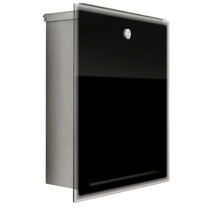 Letterman 3 Edelstahl Glas schwarz Briefkasten - 559 b