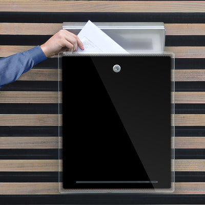 Letterman 3 Edelstahl Glas schwarz Briefkasten - 559 b