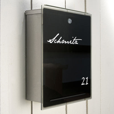 Letterman 3 Edelstahl Glas schwarz Briefkasten - 559 b