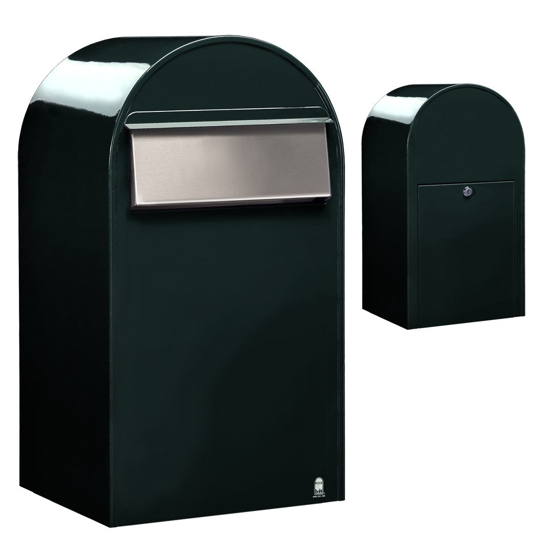 Zaunbriefkasten Grande B COL 6064 schwarzgrün, Briefeinwurf Edelstahl