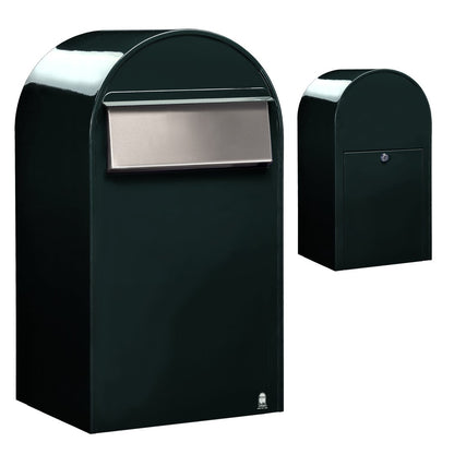 Zaunbriefkasten Grande B COL 6064 schwarzgrün, Briefeinwurf Edelstahl