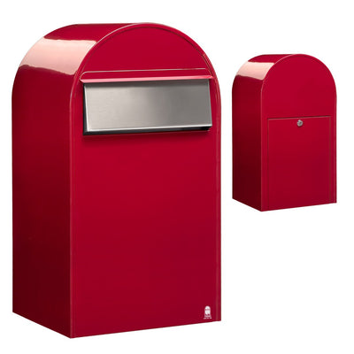 Zaunbriefkasten Grande B RAL 3001 rot, Briefeinwurf Edelstahl