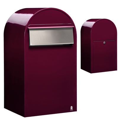 Zaunbriefkasten Grande B RAL 3005 bordeauxrot, Briefeinwurf Edelstahl