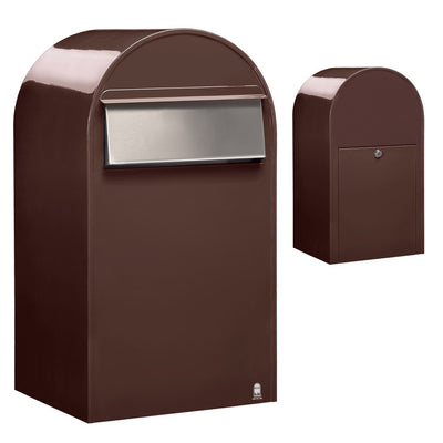 Zaunbriefkasten Grande B RAL 8017 braun, Briefeinwurf Edelstahl
