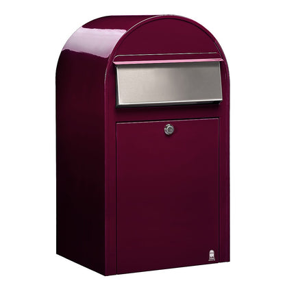 Briefkasten Grande RAL 3005 bordeauxrot, Briefeinwurf Edelstahl
