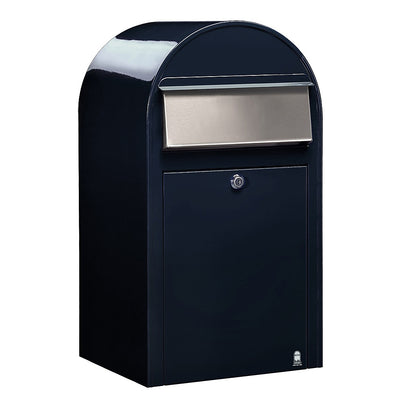 Briefkasten Grande RAL 5004 schwarzblau, Briefeinwurf Edelstahl