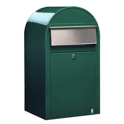 Briefkasten Grande RAL 6005 grün, Briefeinwurf Edelstahl