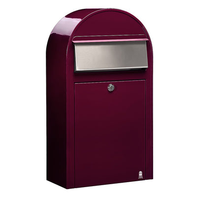 Briefkasten Grande S RAL 3005 bordeauxrot, Briefeinwurf Edelstahl