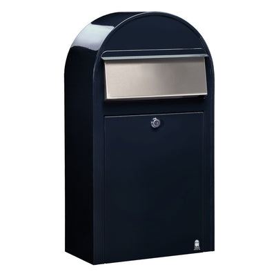 Briefkasten Grande S RAL 5004 schwarzblau, Briefeinwurf Edelstahl