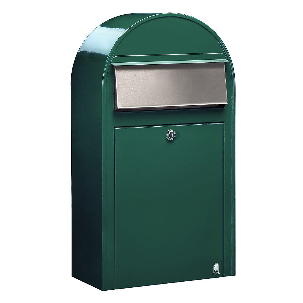 Briefkasten Grande S RAL 6005 grün, Briefeinwurf Edelstahl