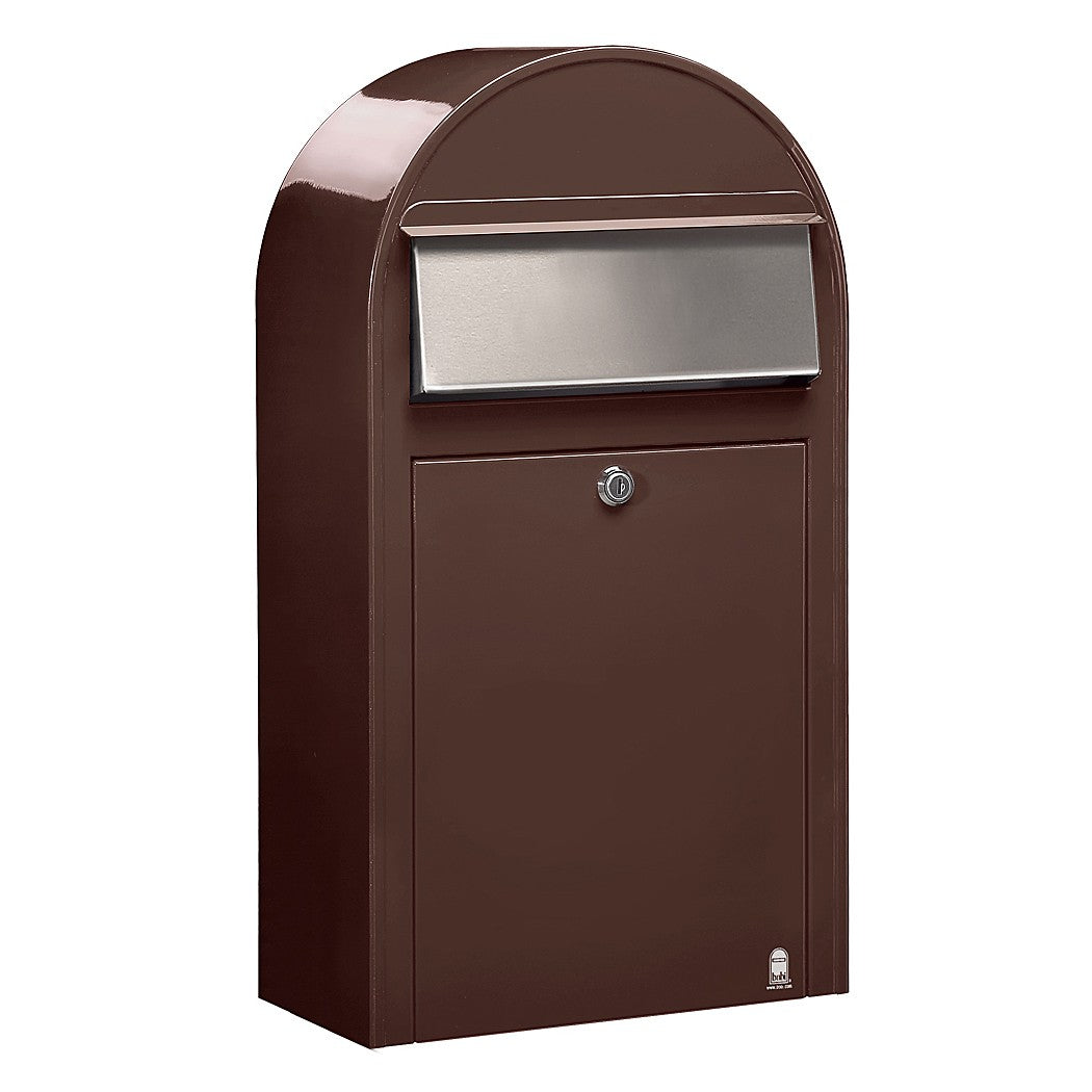 Briefkasten Grande S RAL 8017 braun, Briefeinwurf Edelstahl