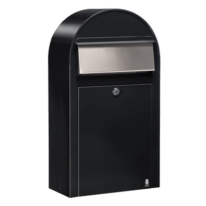 Briefkasten Grande S RAL 9005 strukturschwarz, Briefeinwurf Edelstahl