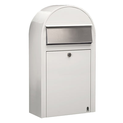 Briefkasten Grande S RAL 9016 weiß, Briefeinwurf Edelstahl