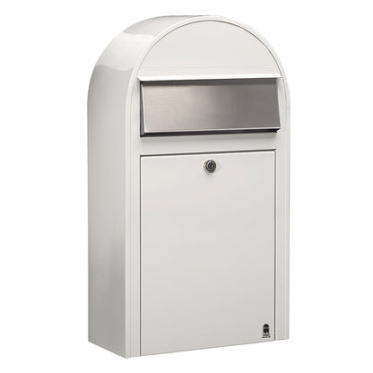 Briefkasten Grande S RAL 9016 weiß, Briefeinwurf Edelstahl