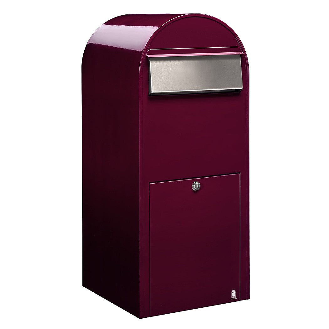 Briefkasten Jumbo RAL 3005 bordeauxrot, Briefeinwurf Edelstahl