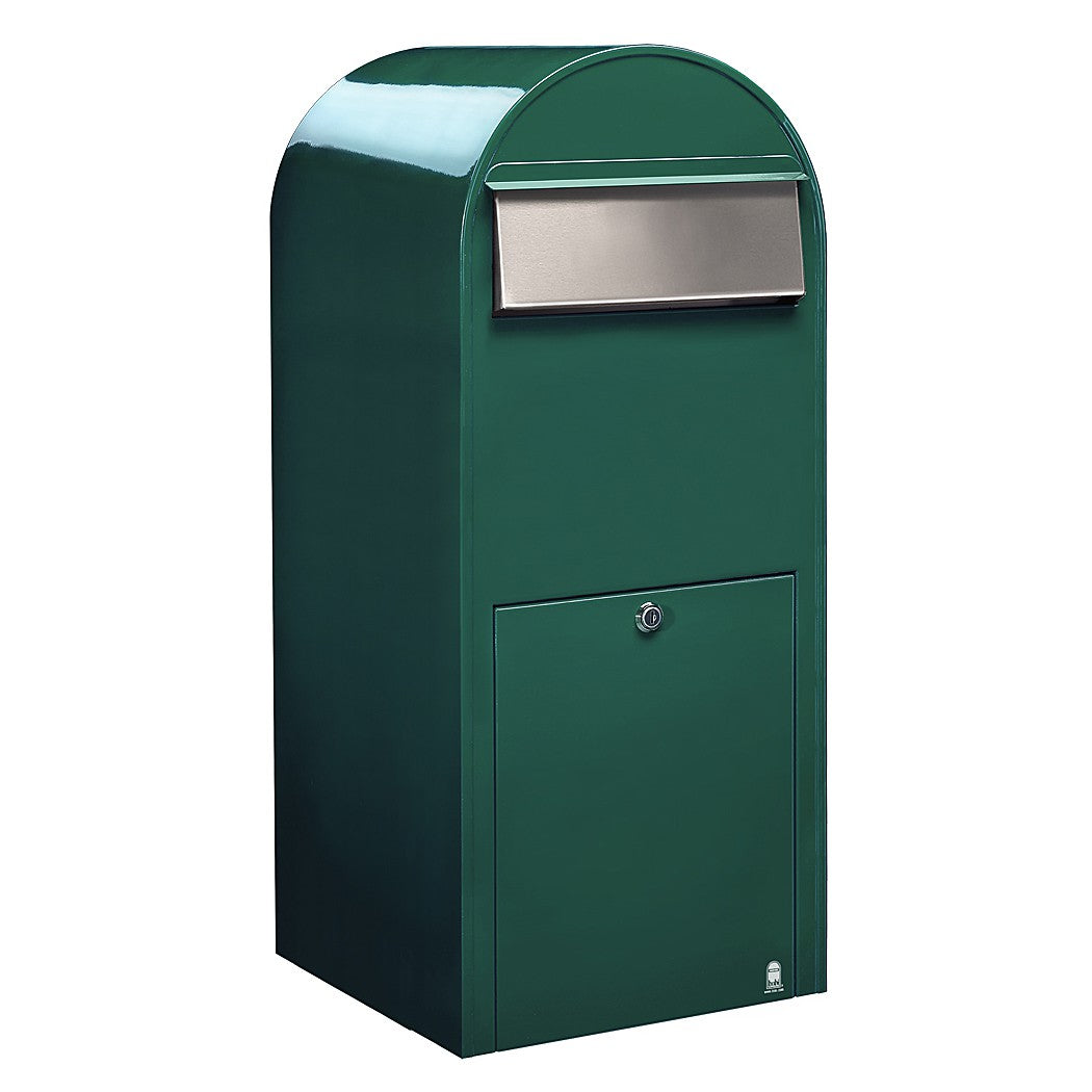 Briefkasten Jumbo RAL 6005 grün, Briefeinwurf Edelstahl
