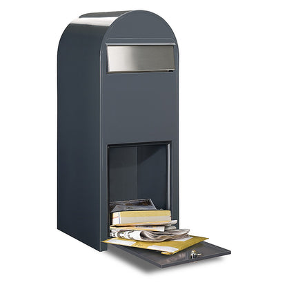 Briefkasten Jumbo RAL 9005 strukturschwarz, Briefeinwurf Edelstahl