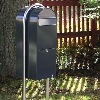 Briefkasten Jumbo RAL 9005 strukturschwarz, Briefeinwurf Edelstahl