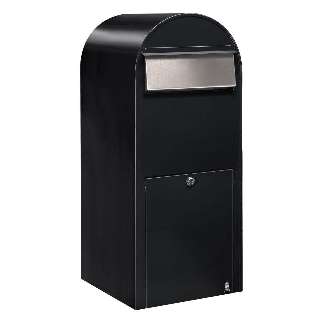 Briefkasten Jumbo RAL 9005 strukturschwarz, Briefeinwurf Edelstahl