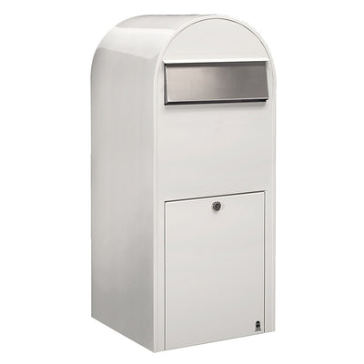 Briefkasten Jumbo RAL 9016 weiß, Briefeinwurf Edelstahl