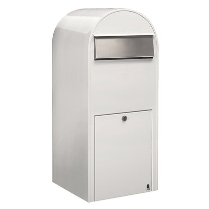 Briefkasten Jumbo RAL 9016 weiß, Briefeinwurf Edelstahl