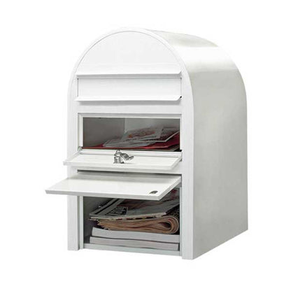 Briefkasten Swiss mit Paketfach RAL 7016 grau, Briefeinwurf Edelstahl