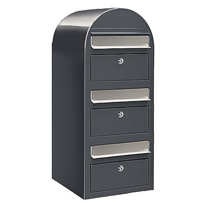 Briefkasten Trio RAL 7016 grau, Briefeinwurf Edelstahl