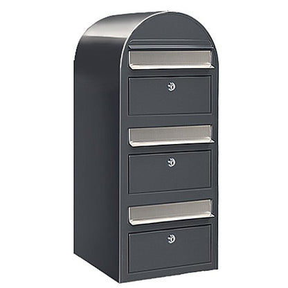 Briefkasten Trio RAL 7016 grau, Briefeinwurf Edelstahl