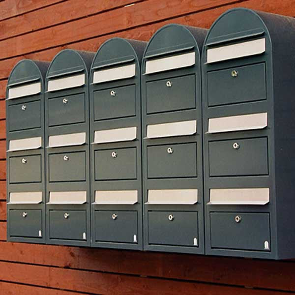 Briefkasten Trio RAL 7016 grau, Briefeinwurf Edelstahl