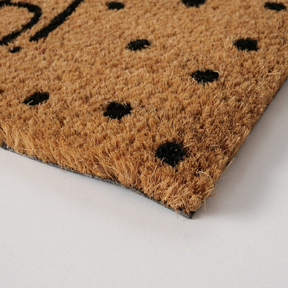 moderne Kokosmatte von Boltze, Punkte und Schriftzug