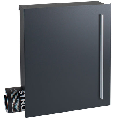 B-Ware Box 115 Wandbriefkasten anthrazit seidenglanz mit Zeitungsfach