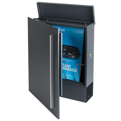 B-Ware Box 115 Wandbriefkasten anthrazit seidenglanz mit Zeitungsfach