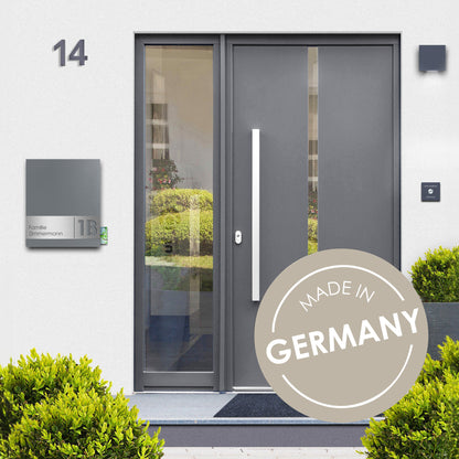 Briefkasten Box 111 Stick330 grau-aluminium personalisiert