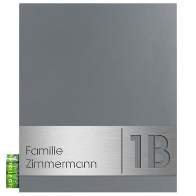 Briefkasten Box 111 Stick330 grau-aluminium personalisiert
