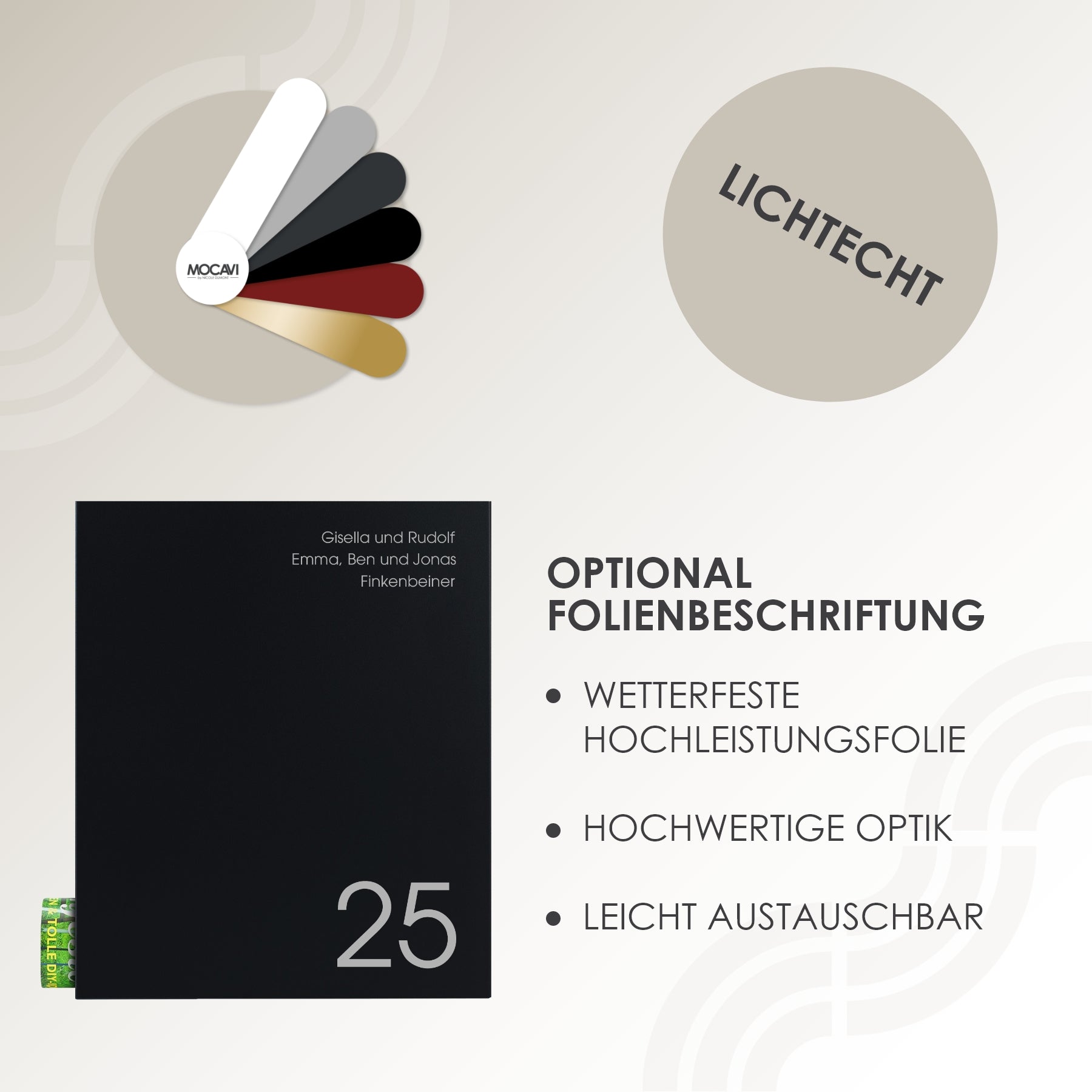 Briefkasten Box 111 Stick330 schwarz personalisiert