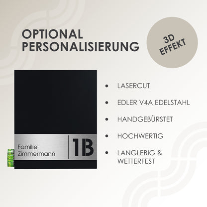 Briefkasten Box 111 Stick330 schwarz personalisiert