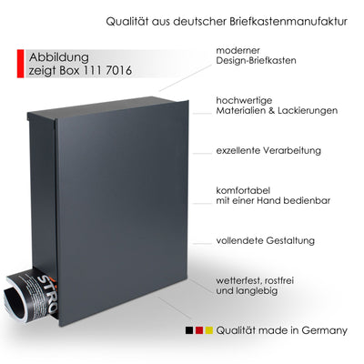 B-Ware Design-Briefkasten mit Zeitungsfach signalweiss (RAL 9003) Box 111 Wandbriefkasten 12 Liter