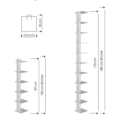 Bücherturm 170 cm (für 1,80 m Bücher) anthrazit Wandregal