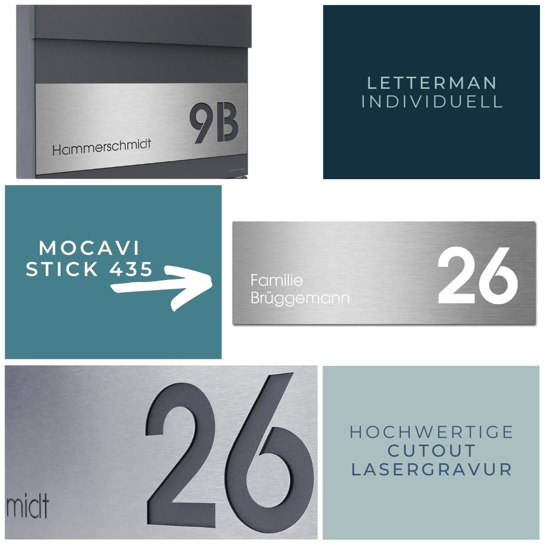 Letterman 5  Design Briefkasten mit Zeitungsfach anthrazit (RAL 7016), moderner Wand-Postkasten