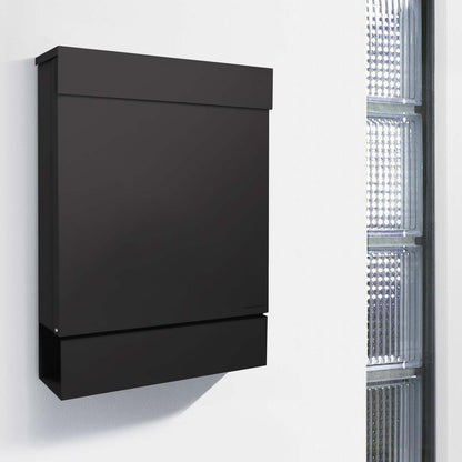 Letterman M schwarz  Design-Briefkasten mit Zeitungsfach