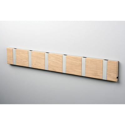 Garderobe Knax 6 Eiche gekalkt, mit Alu Haken klappbar