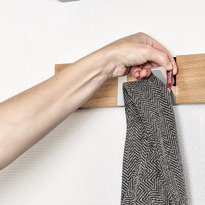 Garderobe Knax 6 Eiche gekalkt, mit Alu Haken klappbar