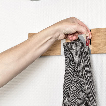 Garderobe Knax 6 Eiche gekalkt, mit Alu Haken klappbar