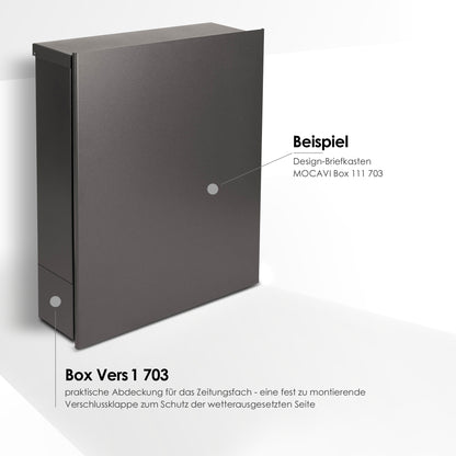 Briefkasten grau glänzend mit seitlichem Verschluss des Zeitungsfaches